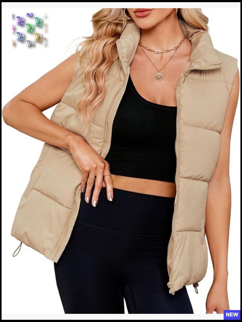 Oversized Puffer Vest Quilted Cocoon Fit Sleeveless Winter Outerwear With
